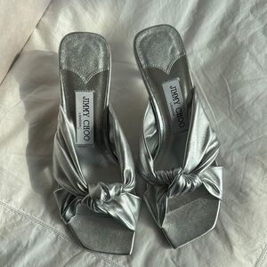 NWT Jimmy Choo Metallic Silver Heels 36.5
